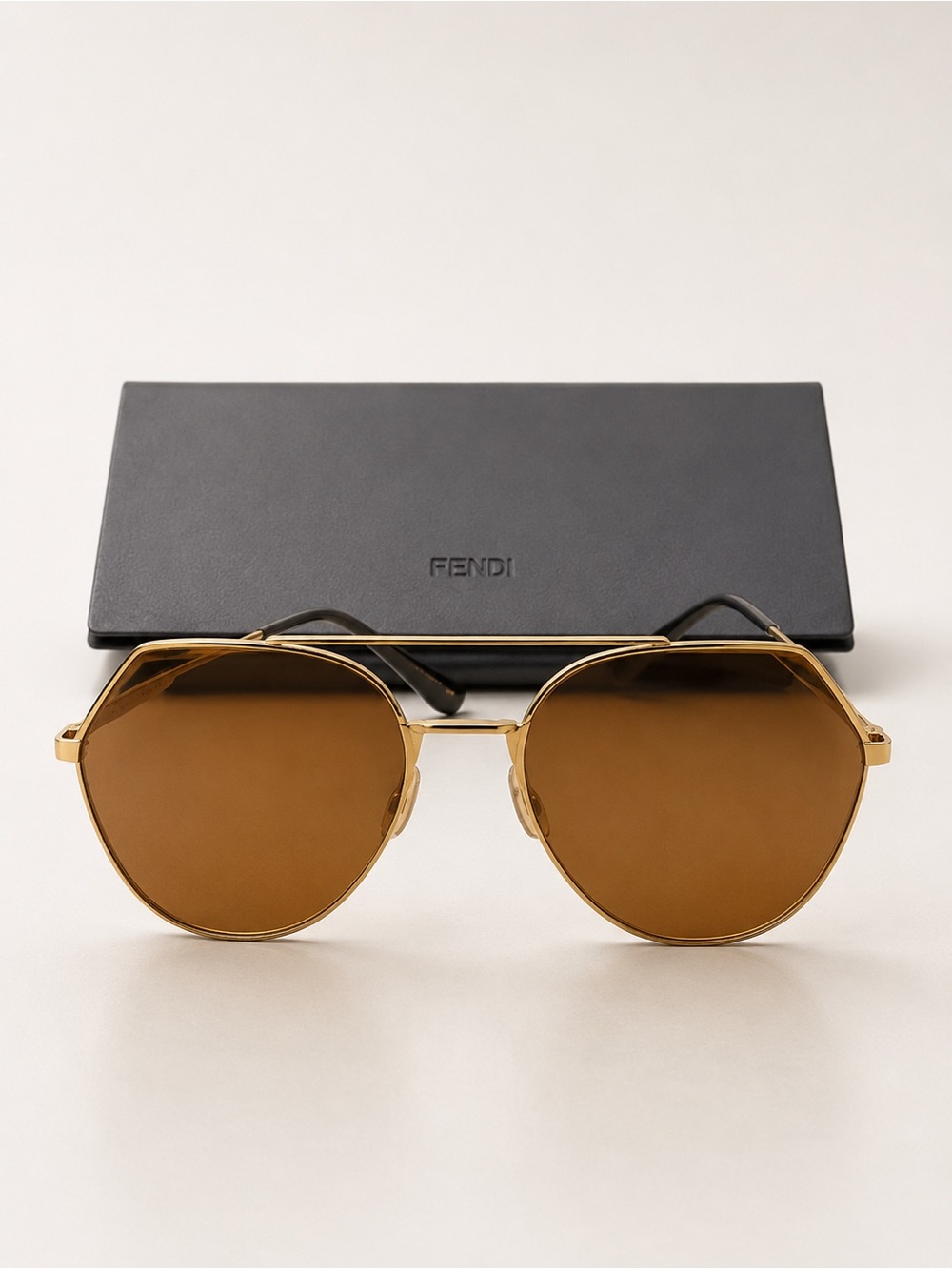 Fendi Gold-Tone Frame Sunglasses with Yellow Lenses - Women